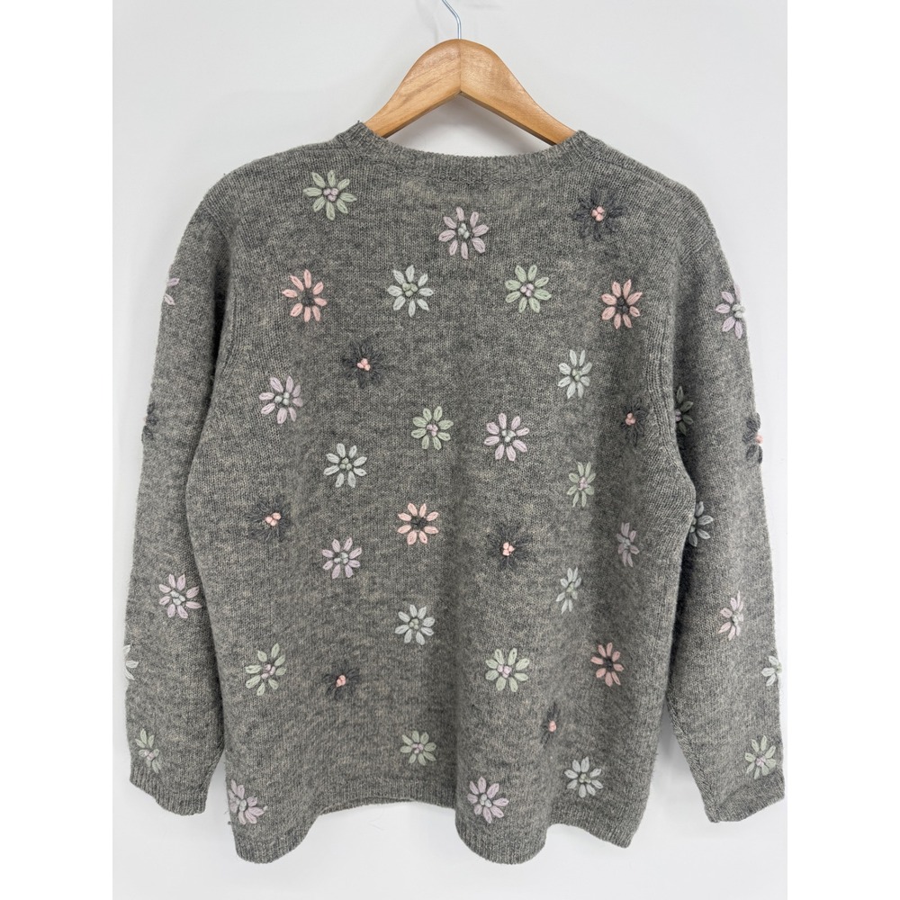 Lord & Taylor Cardigan Women 1X Wool Floral Embroidered Sweater Cottage Grandma - Picture 6 of 8